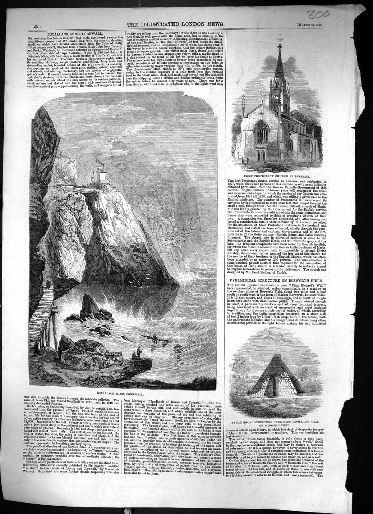 Old 1860 Protestant Church Lucerne Botallack Mine Cornwall King Richa Victorian