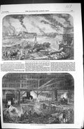 Old Print 1854 Mare Iron Ship Building Works Blackwall Bow-Creek Industry 19th