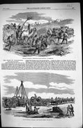 Old 1854 Scene Road Sebastopol Commissariat Waggons Fascines Weapons Victorian