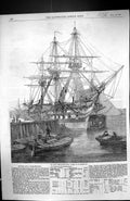 Old 1854 Fitting War Steamer H.M. Screw Line-Of-Battle Ship Caesar Po Victorian