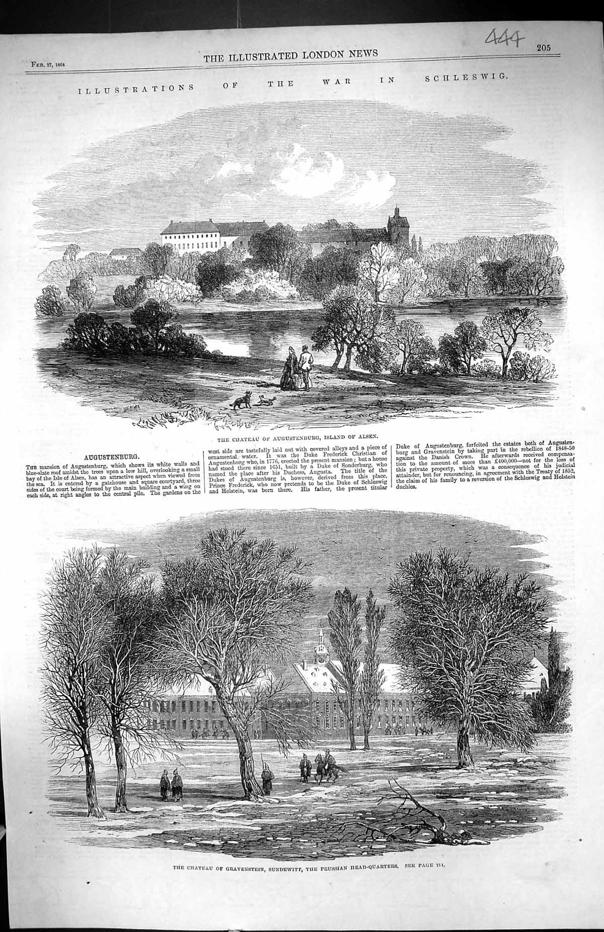 Old 1864 War Schleswig Chateau Augustenburg Island Alsen Gravenstein Victorian