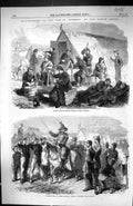 Old Antique Print 1864 War Denmark Barrack Life Danish Siers Sunday Scene 19th