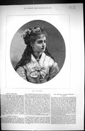 Old Antique Print 1875 Portrait Mdlle. Zare Thalburg Royal Italian Opera 19th