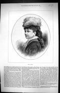Original Old Antique Print 1875 Portrait Mdlle. Louise Singelli Theatre Actress