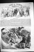 Original Old Antique Print 1856 Scene Pleasures Yachting Stormy Sea Brown 19th