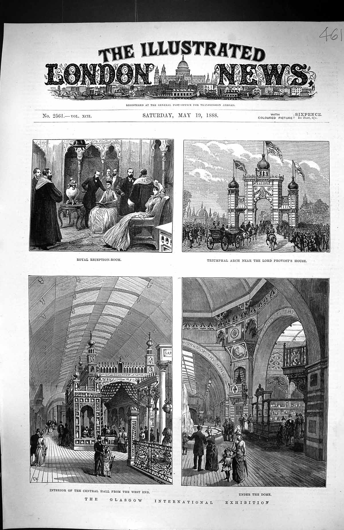 Old 188 Glasgow Exhibition Arch Lord Provost House Central Hall Dome Victorian