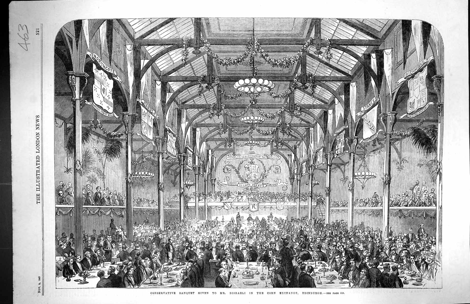 Old 1867 Conservative Banquet Disraeli Corn Exchange Edinburgh Scotla Victorian