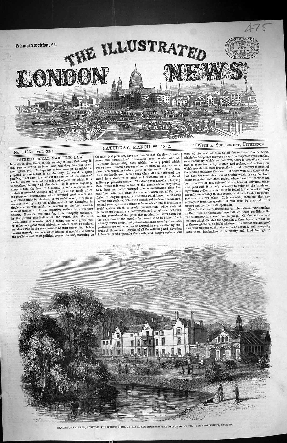 Old 1862 Sandringham Hall Norfolk Hunting Box Royal Highness Prince W Victorian