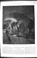 Old Print 1882 St. Gothard Tunnel Compressed-Air Engines Boring Machinery 19th