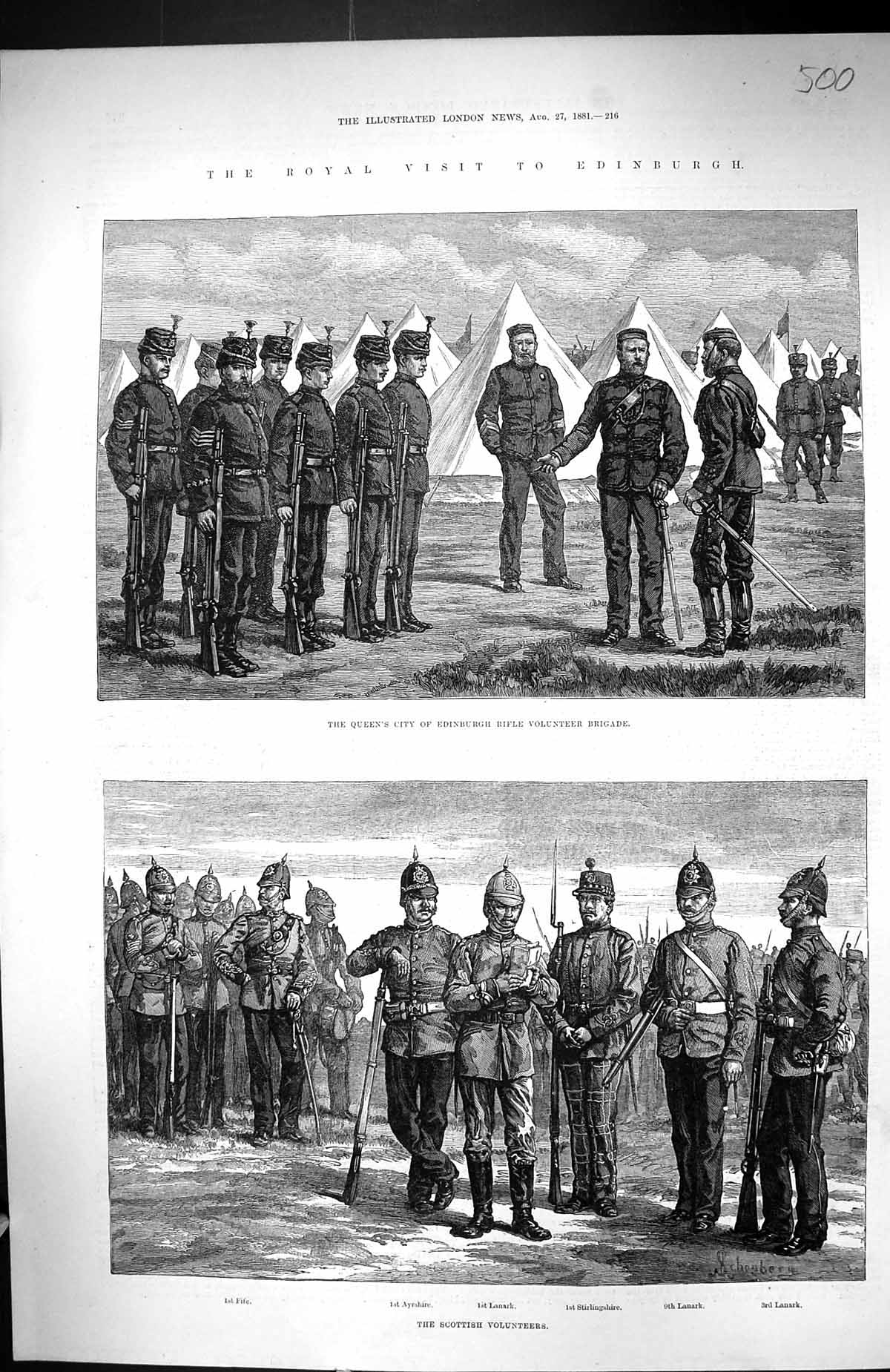 Old 1881 Queen City Edinburgh Rifle Volunteer Brigade Scottish Volunt Victorian