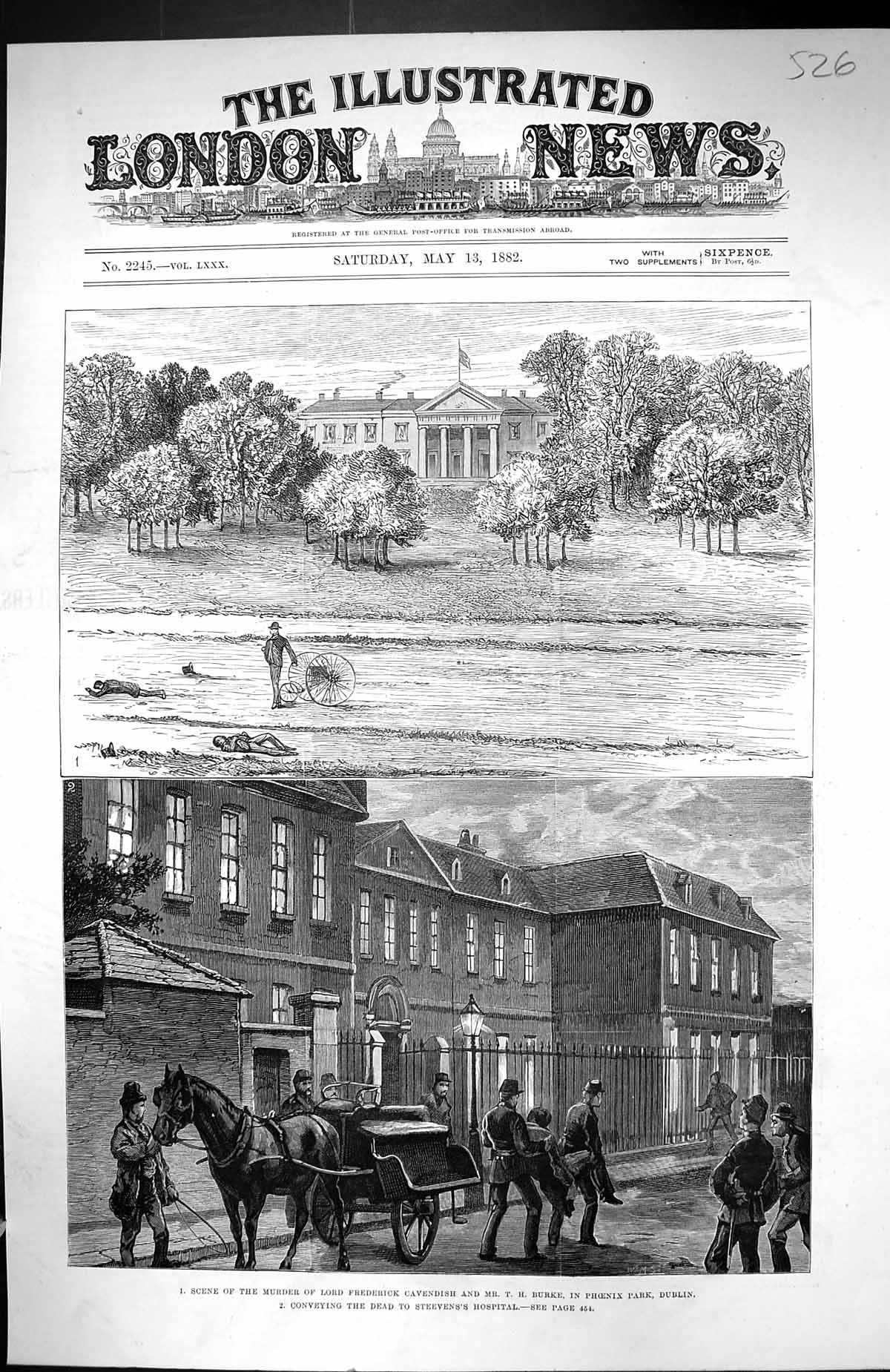 Old 1882 Scene Murder Lord Frederick Cavendish Burke Phoenix Park Dub Victorian
