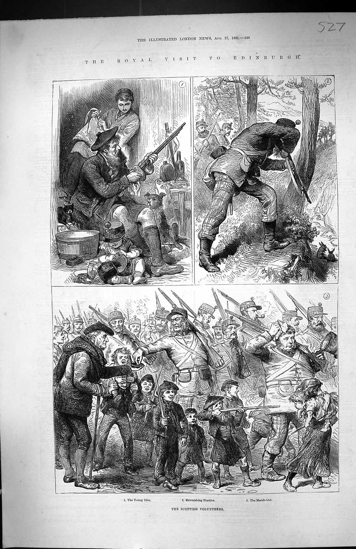Old 1881 Scottish Volunteers Edinburgh Hunting Rabbits Skirmishing Pr Victorian