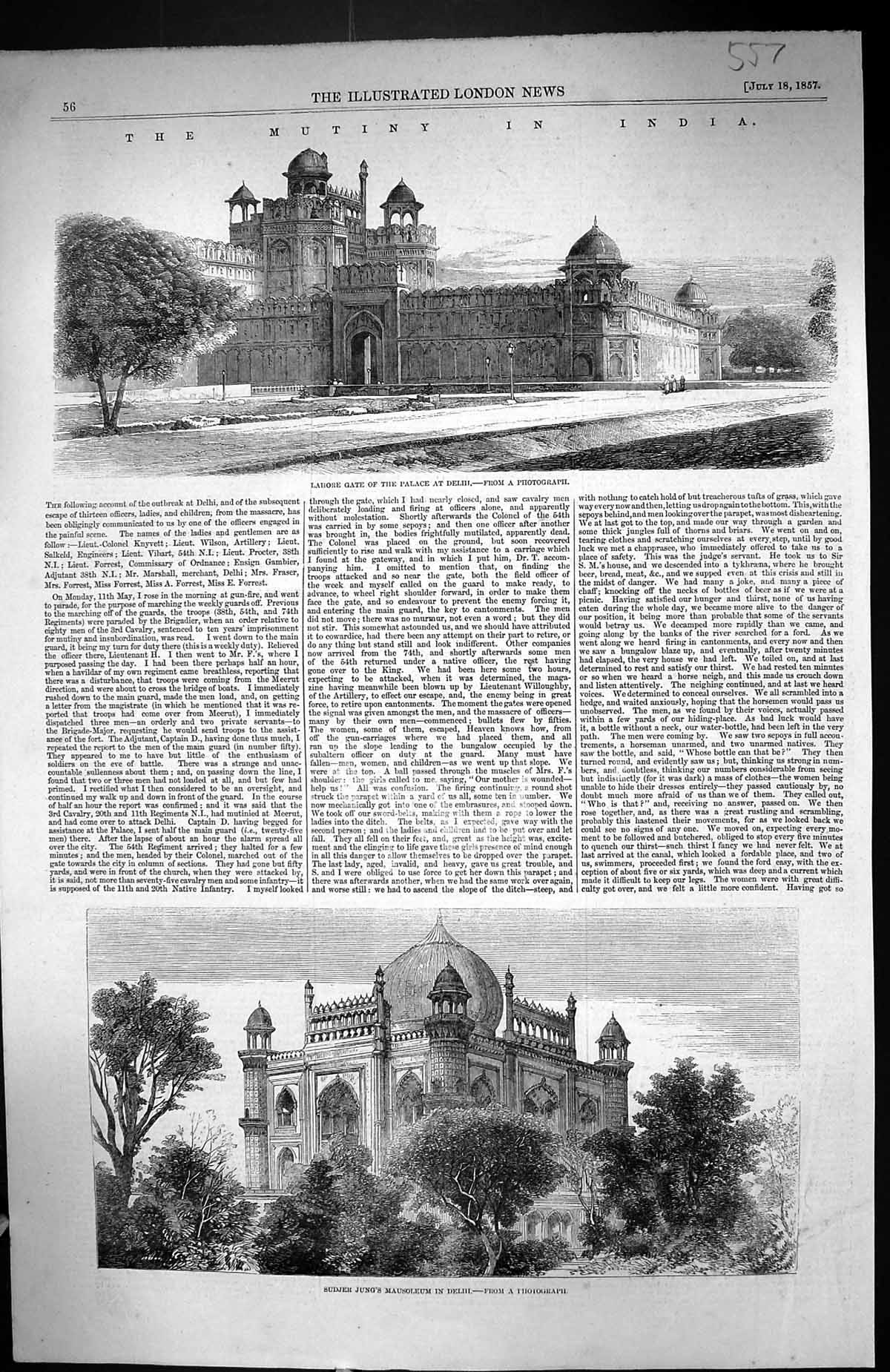 Old 1857 Lahore Gate Palace Delhi India Sudjer Jing Mausoleum Archite Victorian
