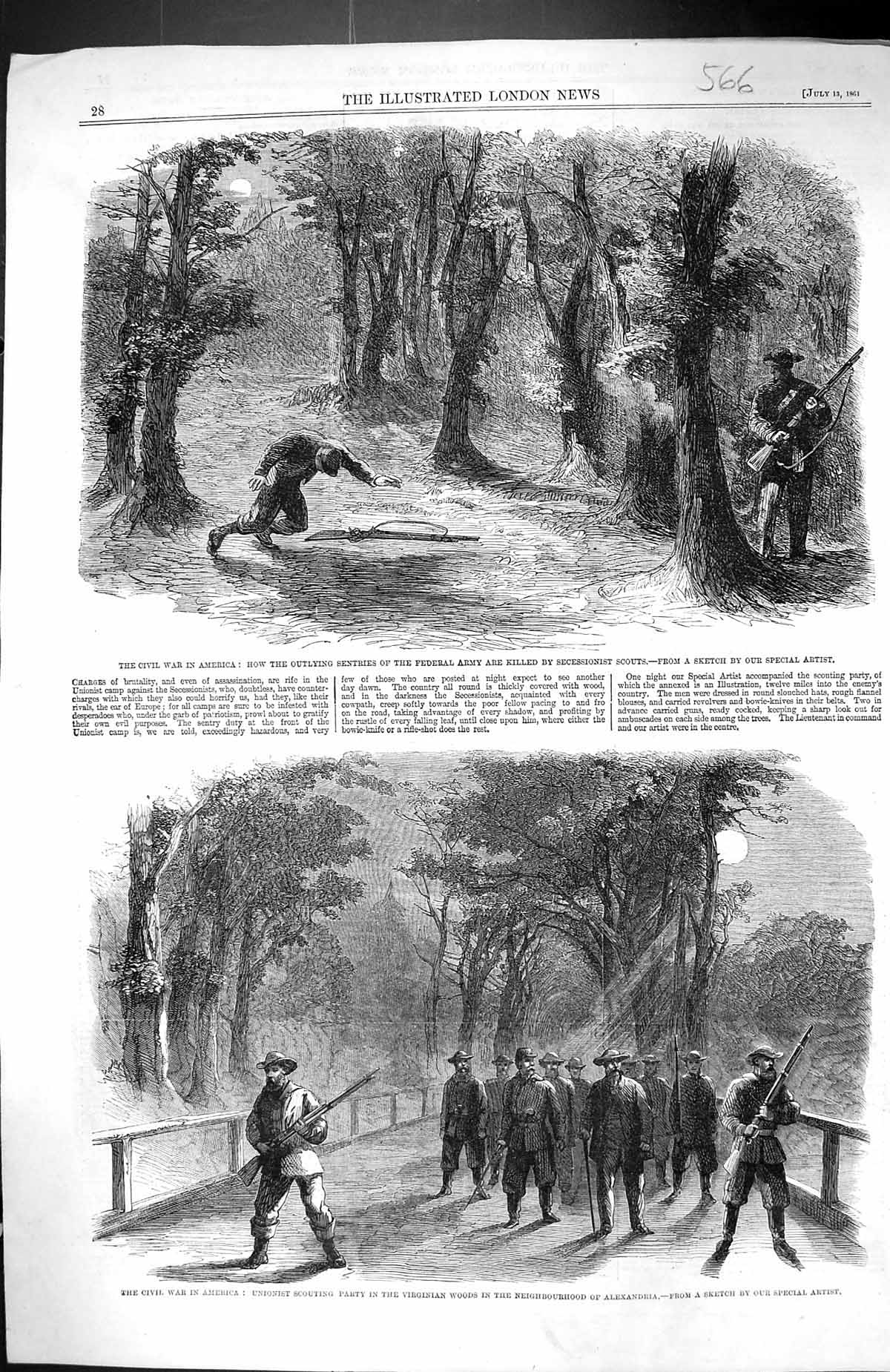 Old 1861 Civil War America Unionist Scouting Party Alexandria Federal Victorian