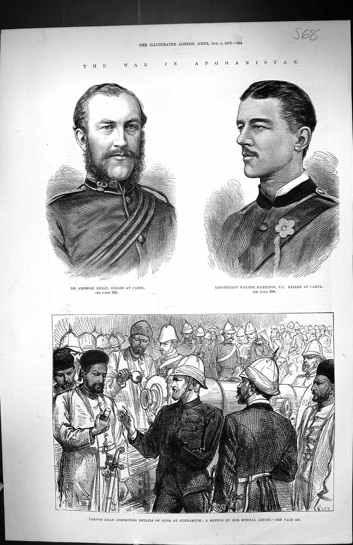 Old 1879 War Afghanistan Ambrose Kelly Walter Hamilton Cabul Yakoob K Victorian