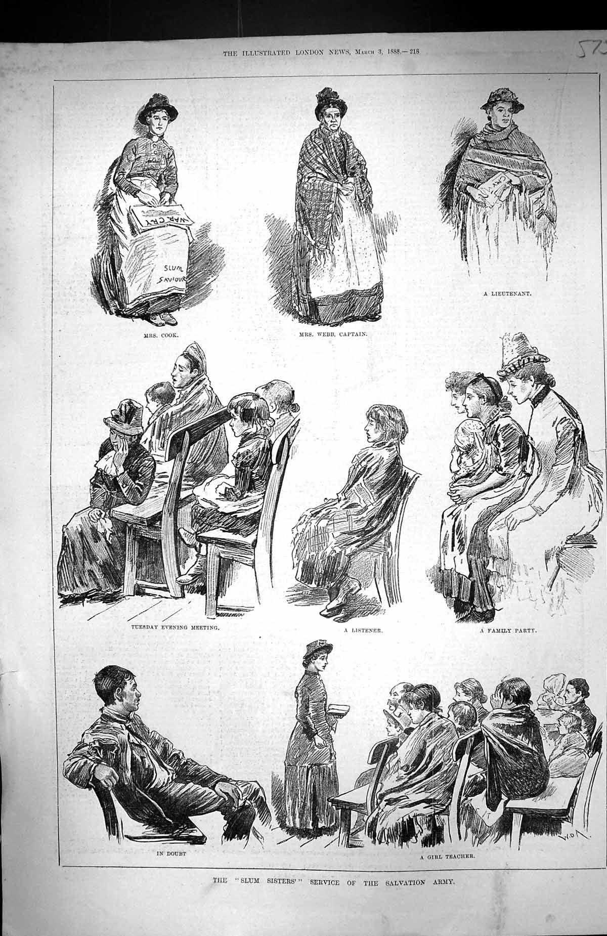 Old 1888 Slum Sisters Service Salvation Army Webb Cook Girl Teacher L Victorian