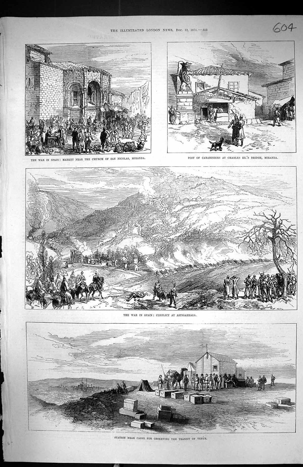 Old 1871 Station Cairo Observing Transit Venus War Spain Astigarraga Victorian