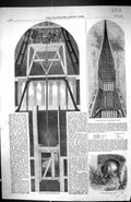 Original Old Antique Print 1858 Mode Raising Great Bell Clock Tower London 19th