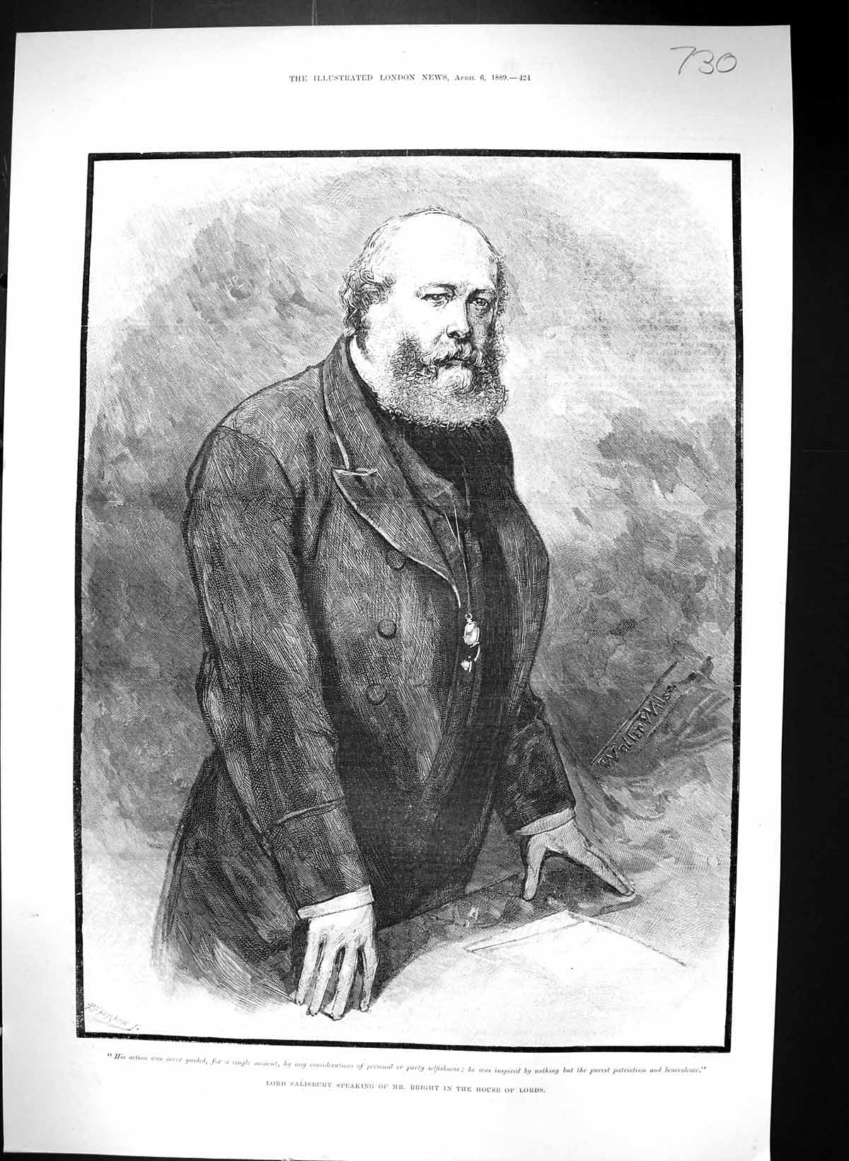 Old 1889 Lord Salisbury Speaking Mr. Bright House Lords Parliament Po Victorian