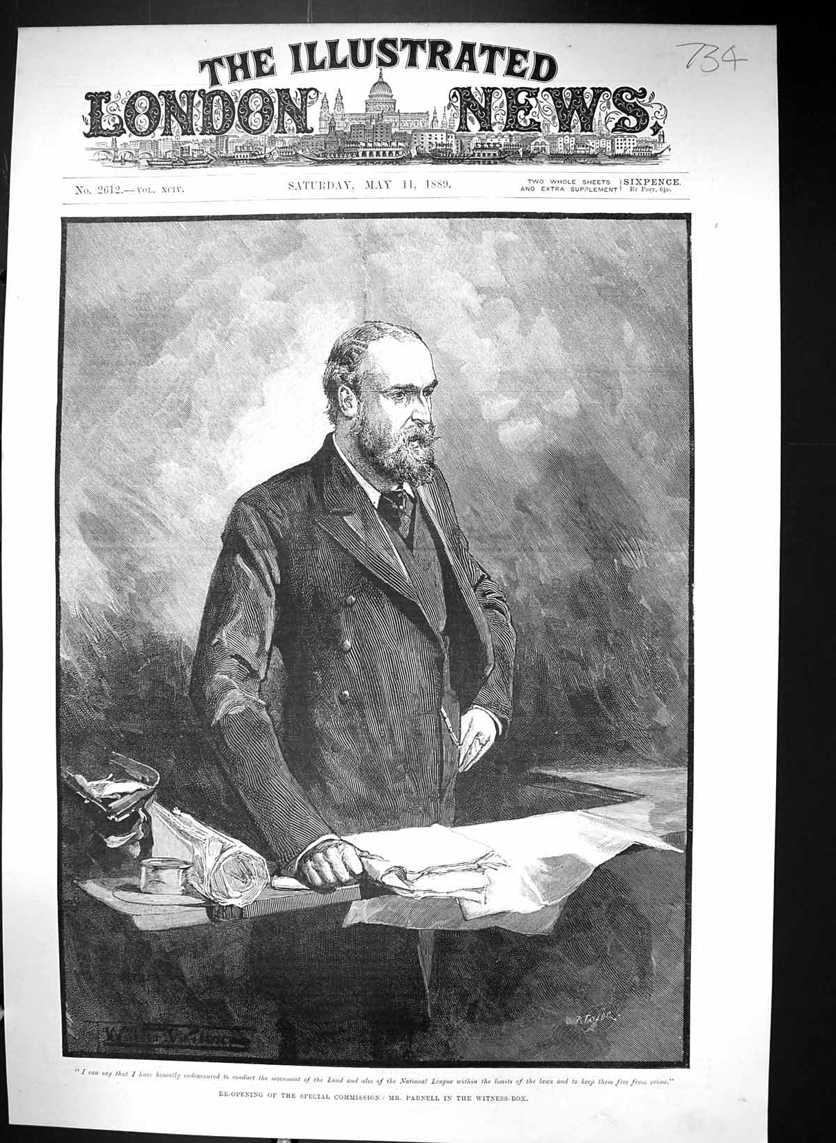 Old 1889 Scene Re-Opening Special Commission Mr. Parnell Witness-Box Victorian