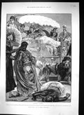 Old 1889 Canton Woodville Scene Cleopatra Nubian Lions Rider Haggard Victorian
