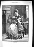 Original Old Antique Print 1889 Wonderful Story Mother Reading Book Little Girl