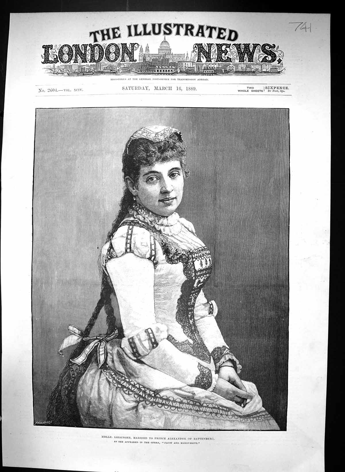 Old 1889 Mdlle. Loisinger Married Prince Alexander Battenberg Opera M Victorian
