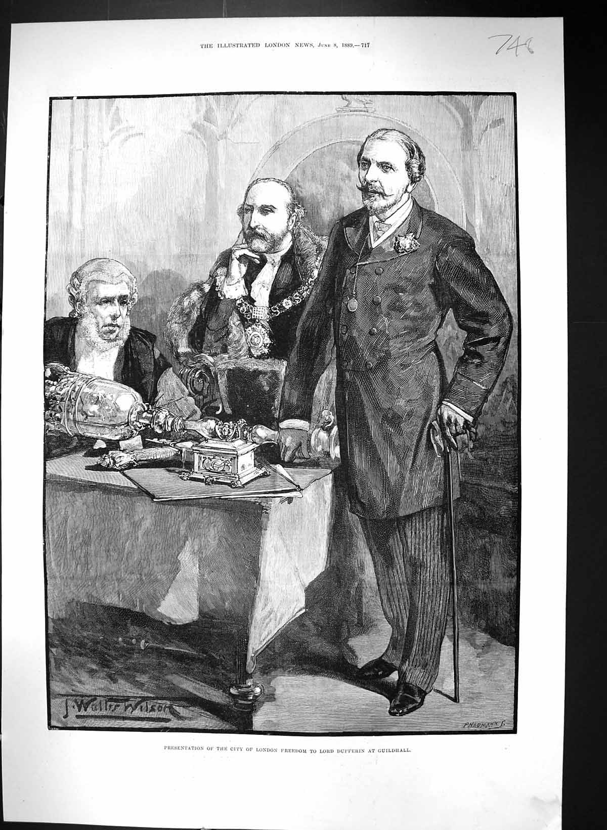 Old 1889 Presentation City London Freedom Lord Dufferin Guildhall Wil Victorian
