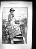Antique Print 1883 Davidson Knowles Lady Reading Morning Post Letter Basket