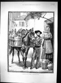 Old 1883 Overend Scene Vendor Oil Vinegar Street Scene Lisbon Portuga Victorian