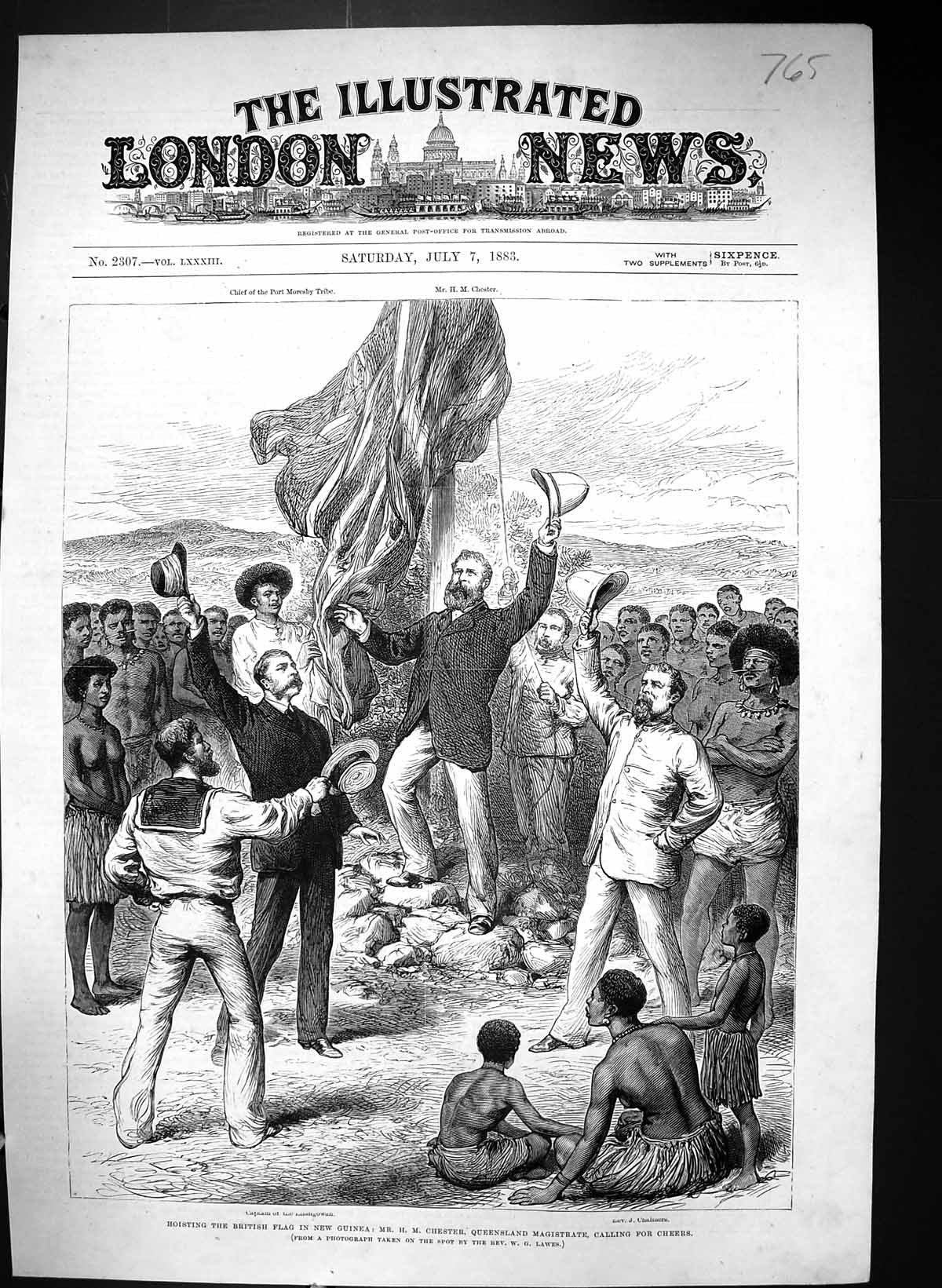 Old 1883 Hoisting British Flag New Guinea Chester Queensland Magistra Victorian