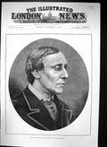 Original Old Antique Print 1884 Portrait Henry Fawcett M.P. Postmaster General