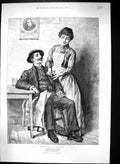 Old Antique Print 1889 Rainey Scene Converting Radical Lady Man Flowers 19th