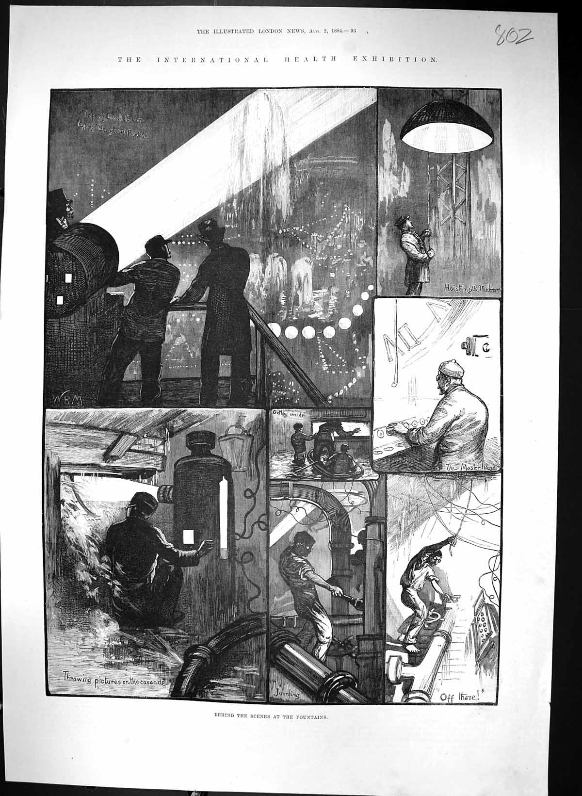 Old 1884 Behind Scenes Fountains International Health Exhibition Mast Victorian
