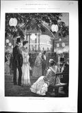 Old Print 1884 International Health Exhibition Evening Fete Music Gardens 19th