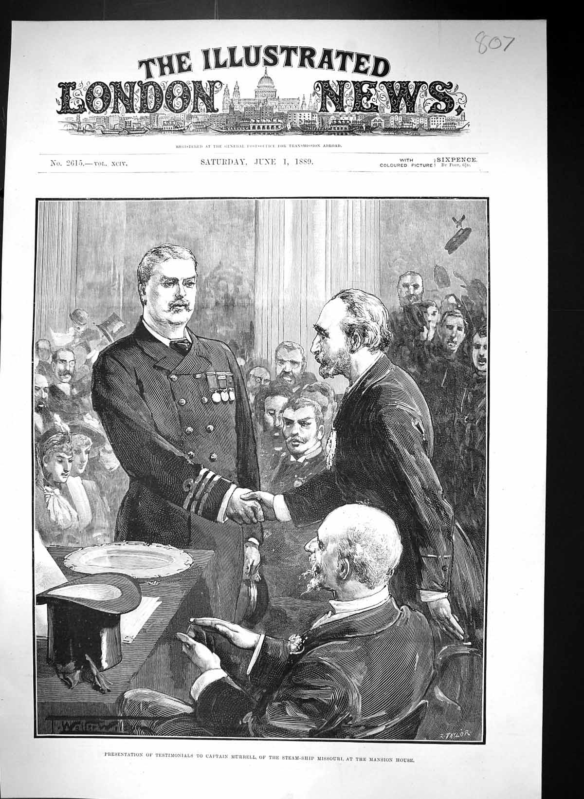 Old 1889 Presentation Testimonials Captain Murrell Steam Ship Missour Victorian