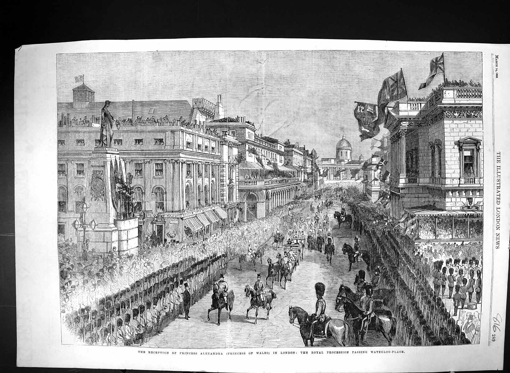 Old 1863 Reception Princess Alexandra Wales London Procession Waterlo Victorian