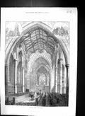 Original Old Antique Print 1872 Interior New Chapel Rugby School Architecture