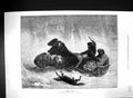 Original Old Antique Print 1873 Traineau Russe Horses Snow Sledge Dog Goupil