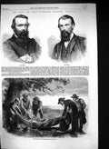 Old Print 1862 Burke Wills Australian Exploring Expedition Burial Howitt 19th