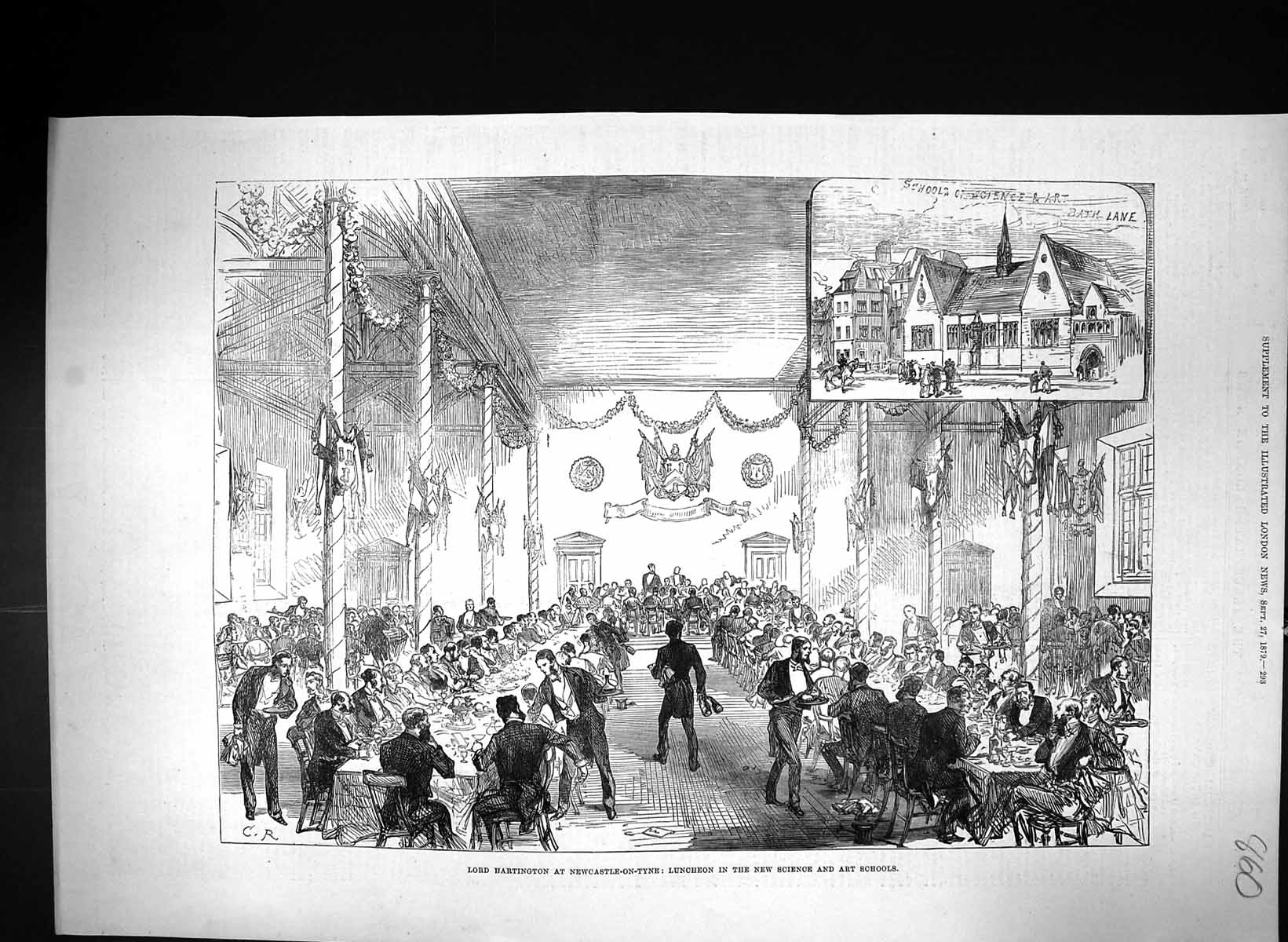 Old 1879 Lord Hartington Newcastle-On-Tyne Luncheon Science Art Schoo Victorian