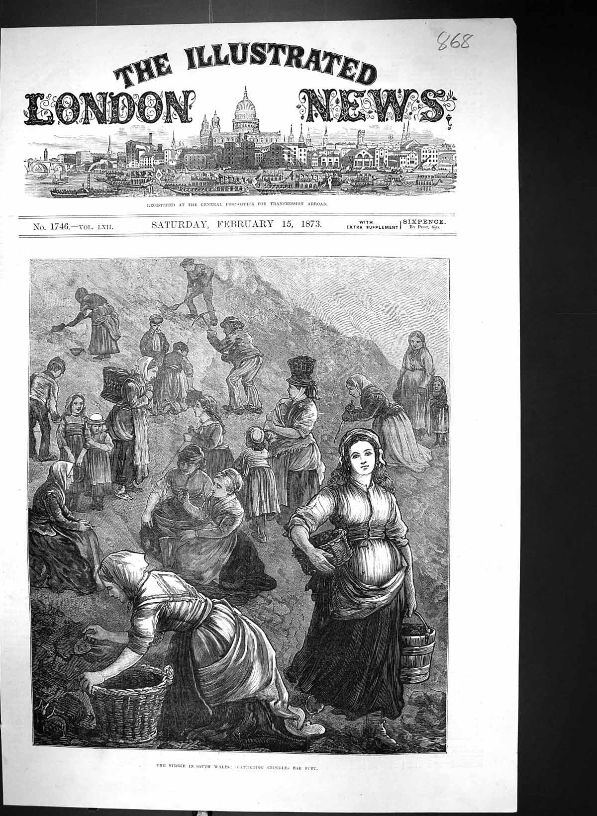 Old 1873 Miners Strike South Wales Women Gathering Shindles Fuel Fine Victorian