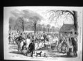 Old Print 1857 Ice Sakting Hyde Park London Winter Amusements John Leech 19th