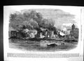Original Old Antique Print 1861 Great Fire Southwark Scene Cotton Wharf London