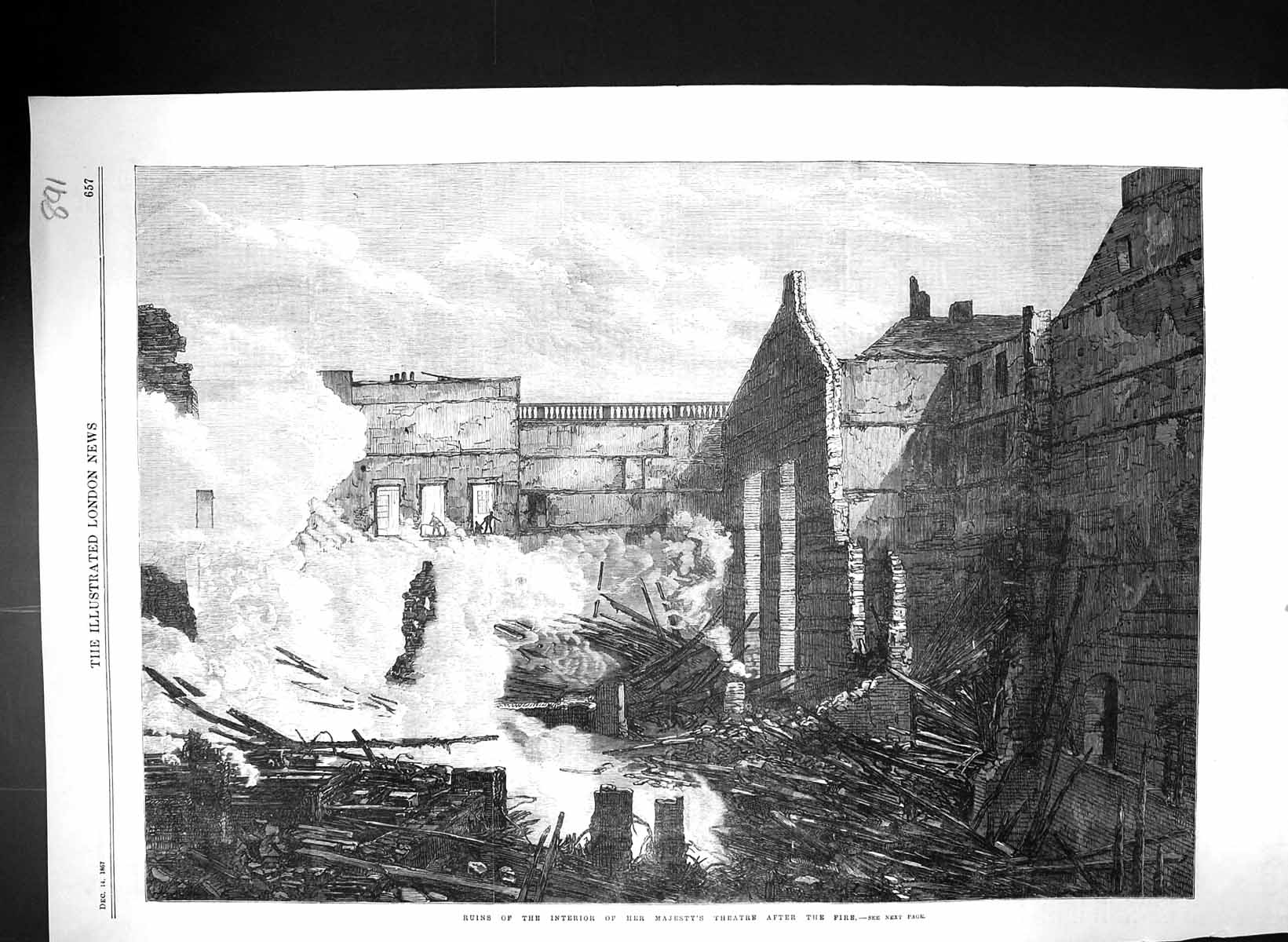Old 1867 Ruins Interior Her Majesty'S Theatre Fire Building Fine Art Victorian