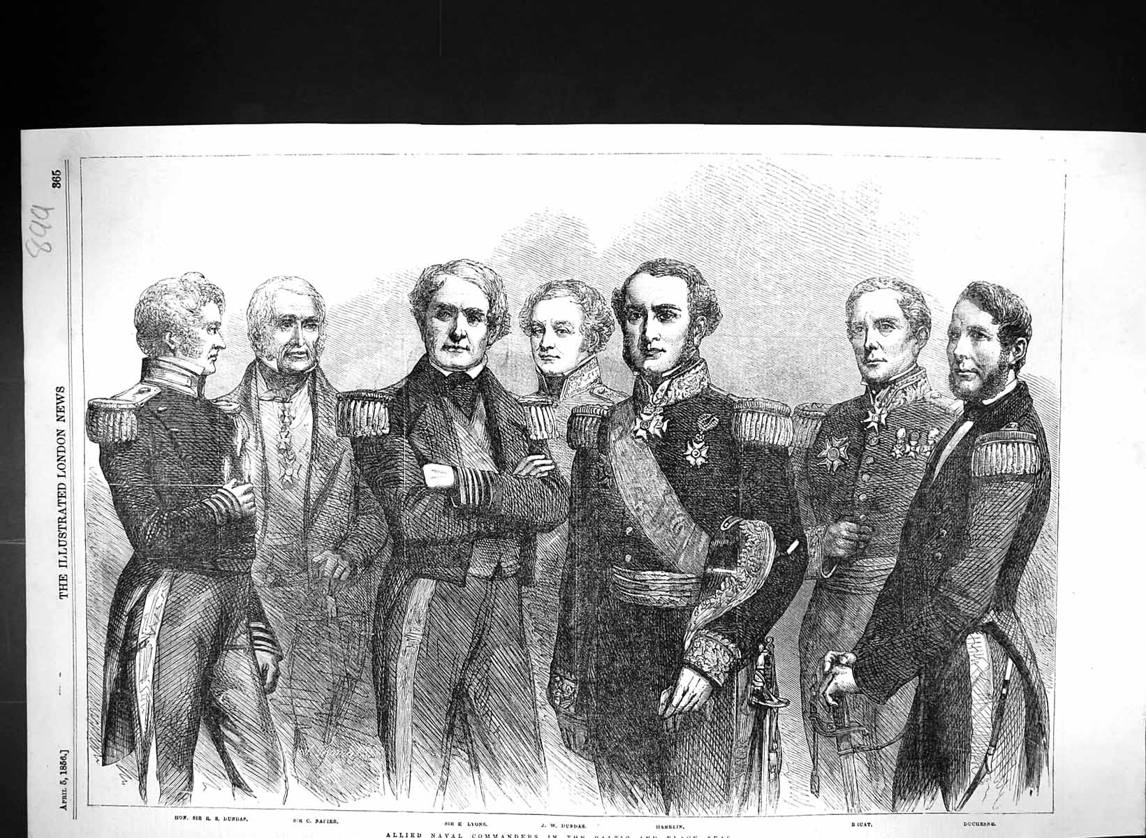 Old 1856 Naval Commanders Baltic Dundas Napier Lyons Hamelin Bruat Du Victorian