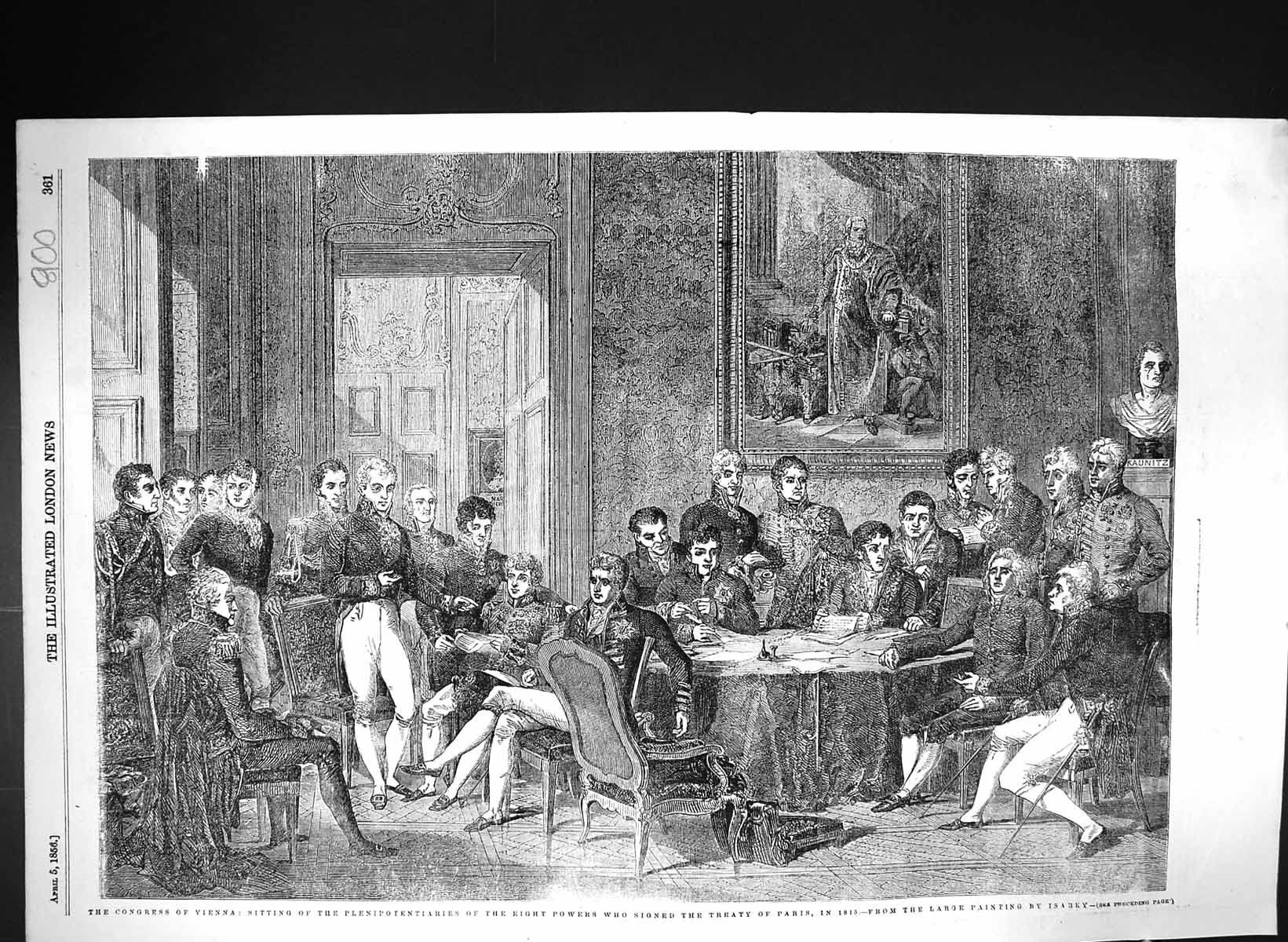 Old 1856 Congress Vienna Meeting Plenipotentiaries Eight Powers Treat Victorian