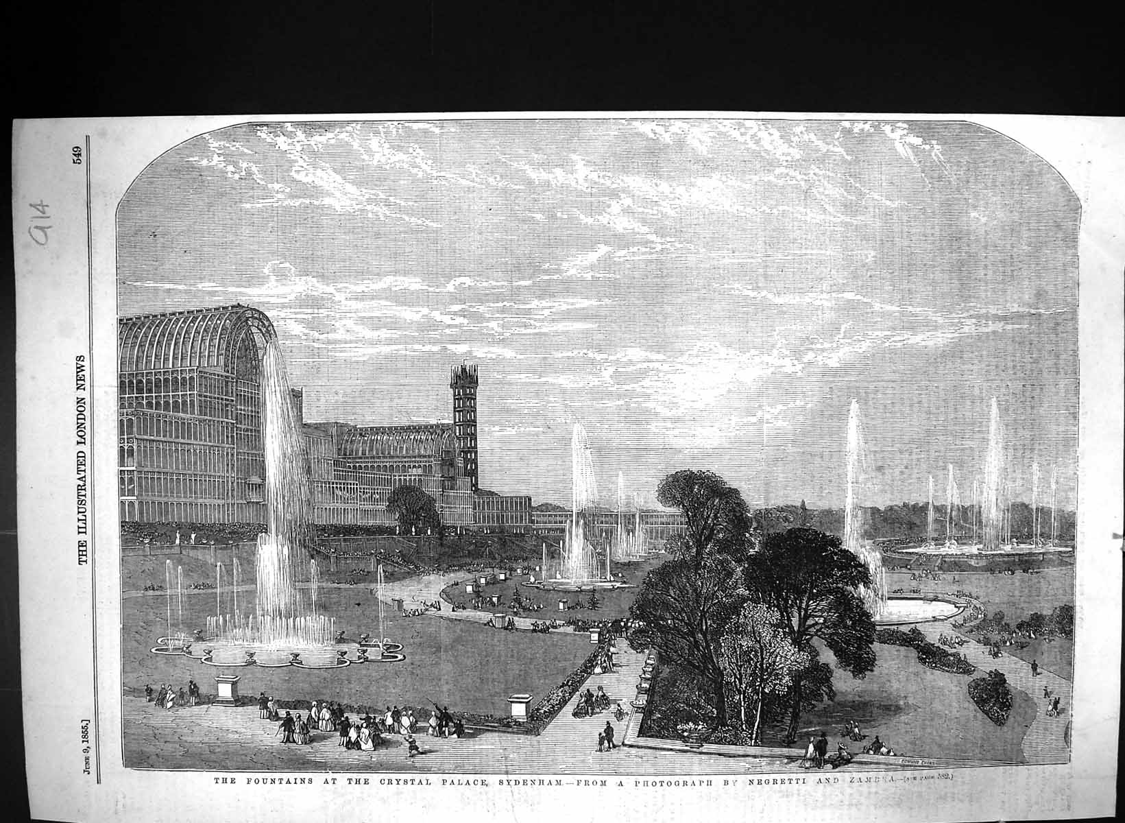 Old 1855 Fountains Crystal Palace Sydenham Architecture Negretti Zamb Victorian