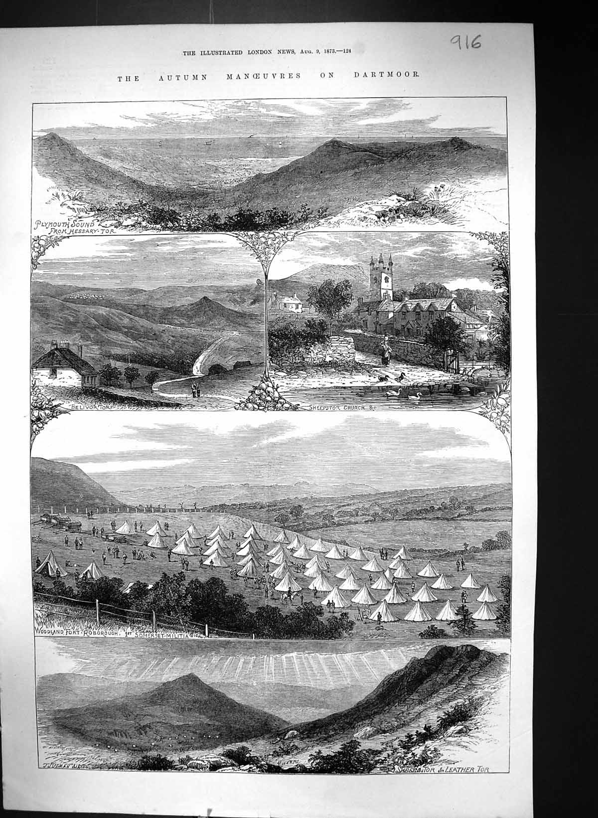 Old 1873 Autumn Manoeuvres Dartmoor Sheepstor Church Plymouth Sound F Victorian