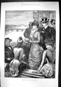 Antique Old Print 1882 Ludlow Boat Race Ladies Oxford Cambridge River Thames